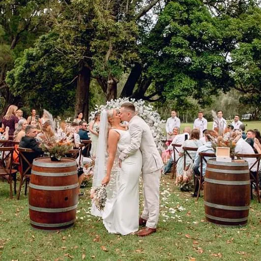 Intimate and elegant wedding ceremony at a premier Gold Coast winery